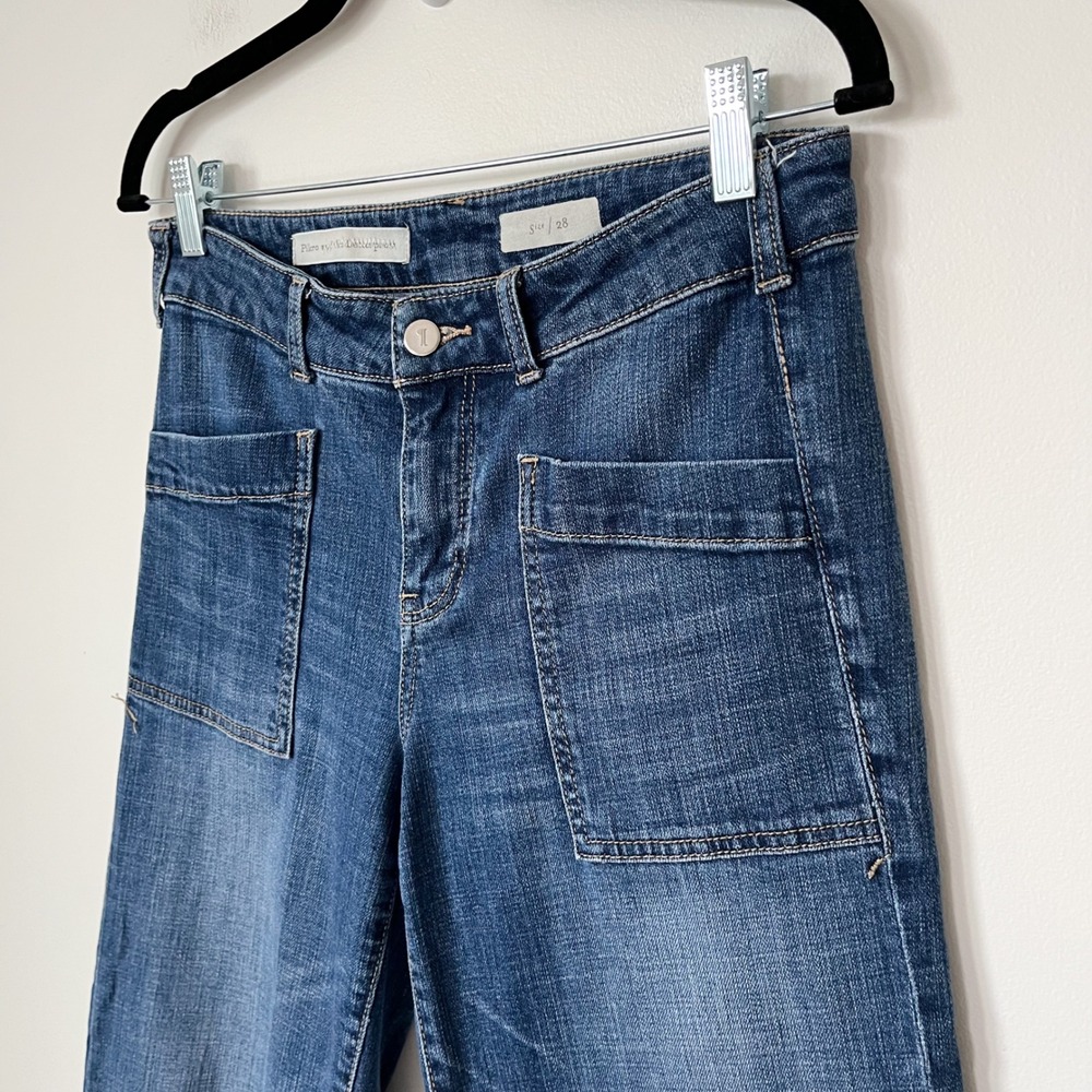 Pilcro & the Letterpress Mid Rise Wide Leg Crop Denim Jeans Raw Hem Womens 28 - Picture 4 of 14
